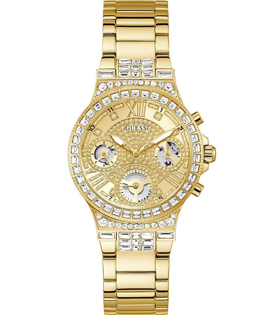 Guess Women's Gold-Tone Glitz Stainless Steel Multifunction Watch