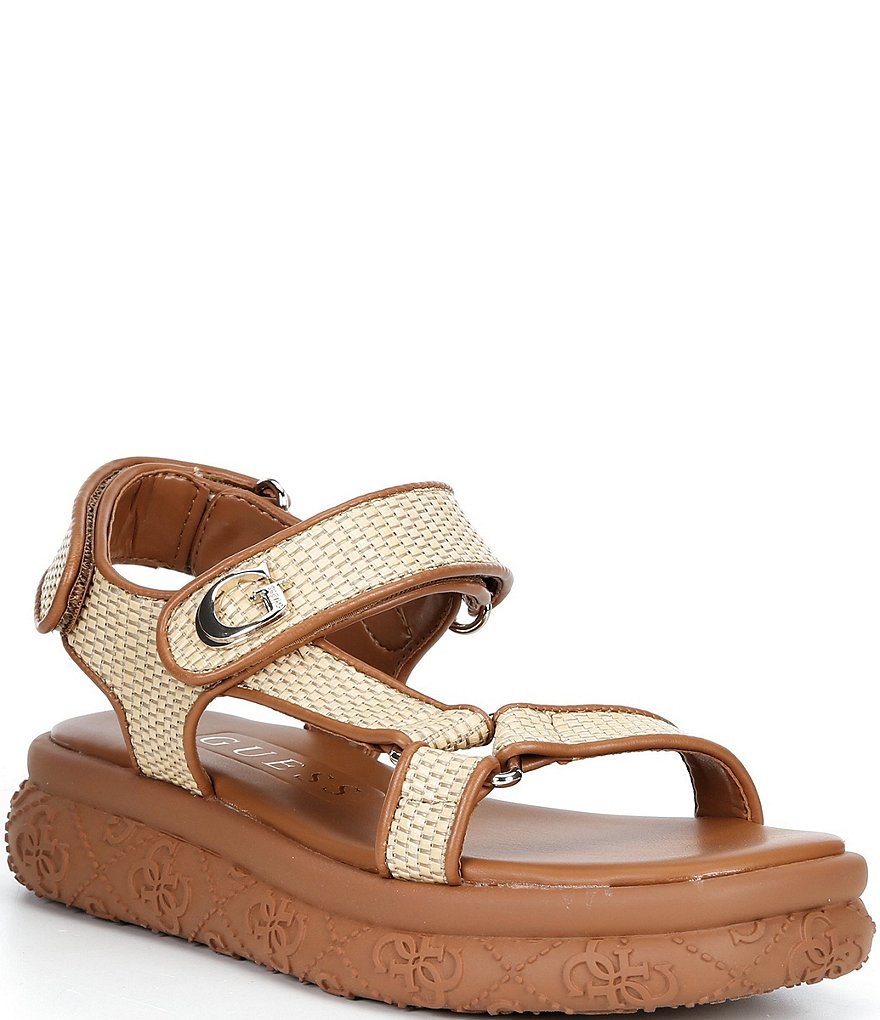 Guess Lanara Raffia Platform Sandals | Dillard's