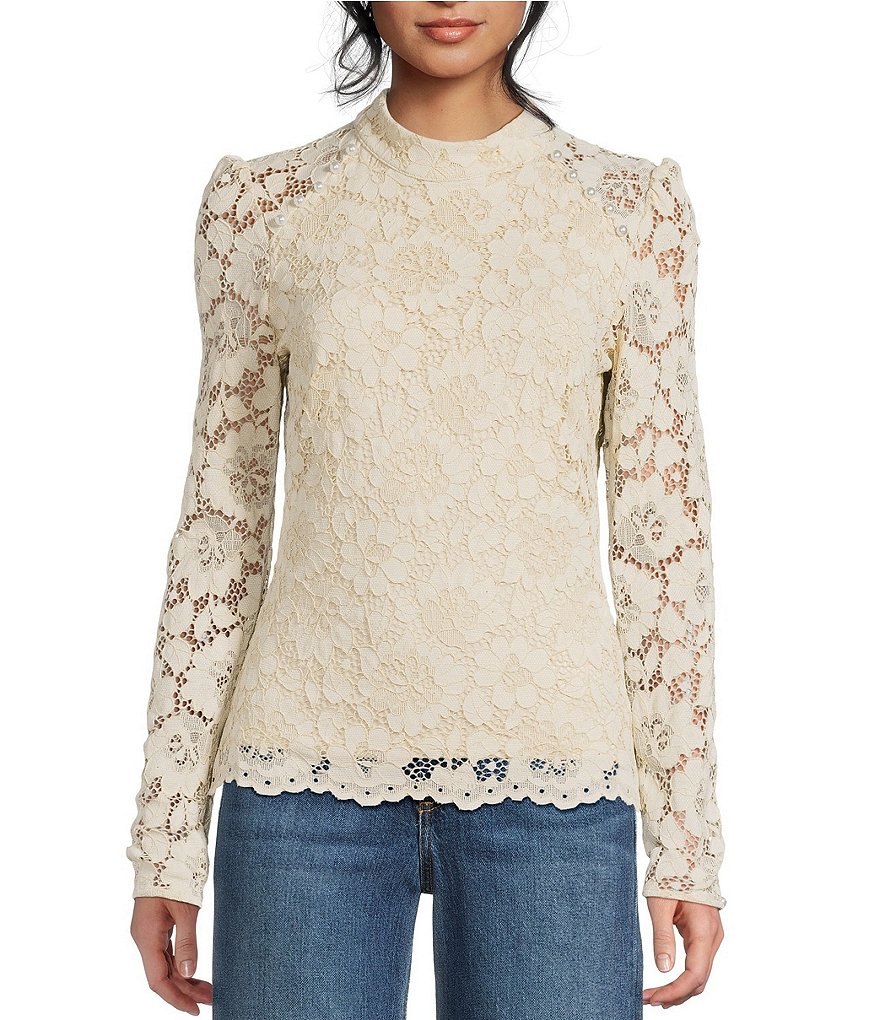 トップス laubeblanc Geometric Lace Blouse Geometric Lace Blouse – L'AUBE BLANC