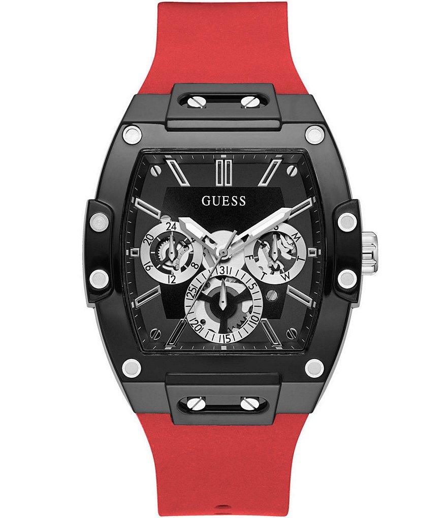 Guess Men's Black Red Silicone Multi-Function Watch