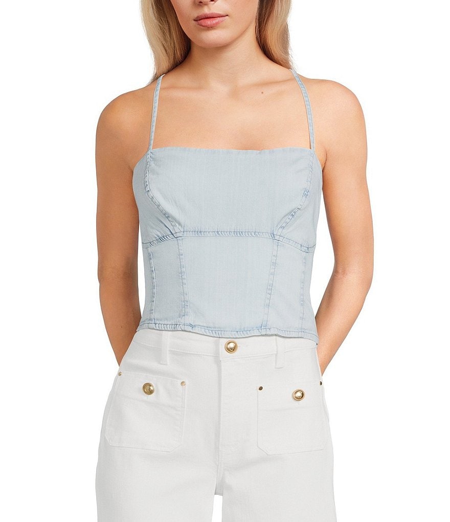 Guess Niki Sleeveless Cropped Denim Top | Dillard's