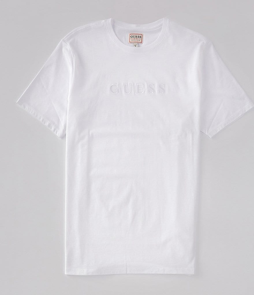 Guess Short-Sleeve Embroidered-Logo Pima T-Shirt | Dillard's