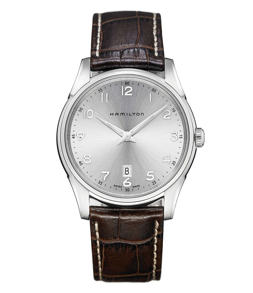 Hamilton Jazzmaster Thinline Analog & Date Leather-Strap Watch | Dillard's