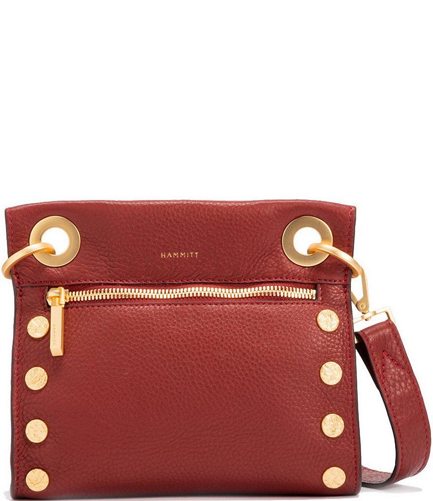 Hammitt Tony Gold Tone Grommet Studded Leather Crossbody Bag