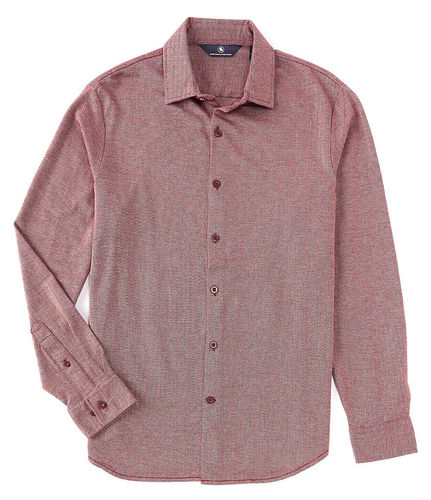 Hart Schaffner Marx Long Sleeve Herringbone Jacquard Coat Front Shirt