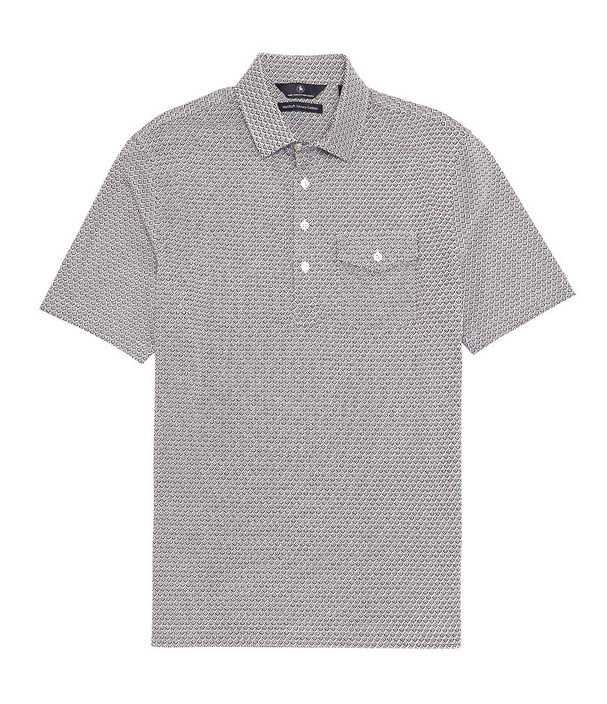 Hart Schaffner Marx Short Sleeve Geo Floral Print Pocket Polo Shirt ...