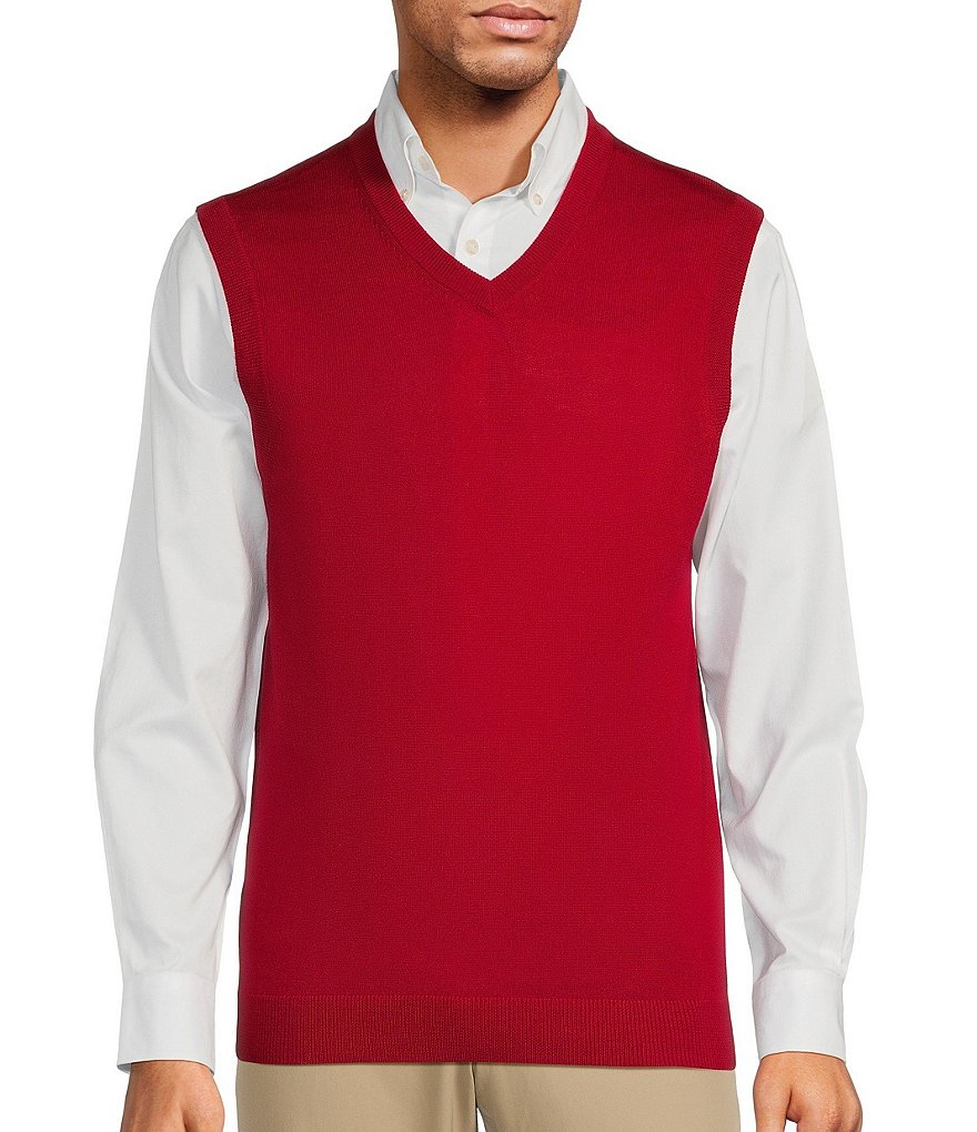 Hart Schaffner Marx Sleeveless V-Neck Merino Wool Sweater Vest