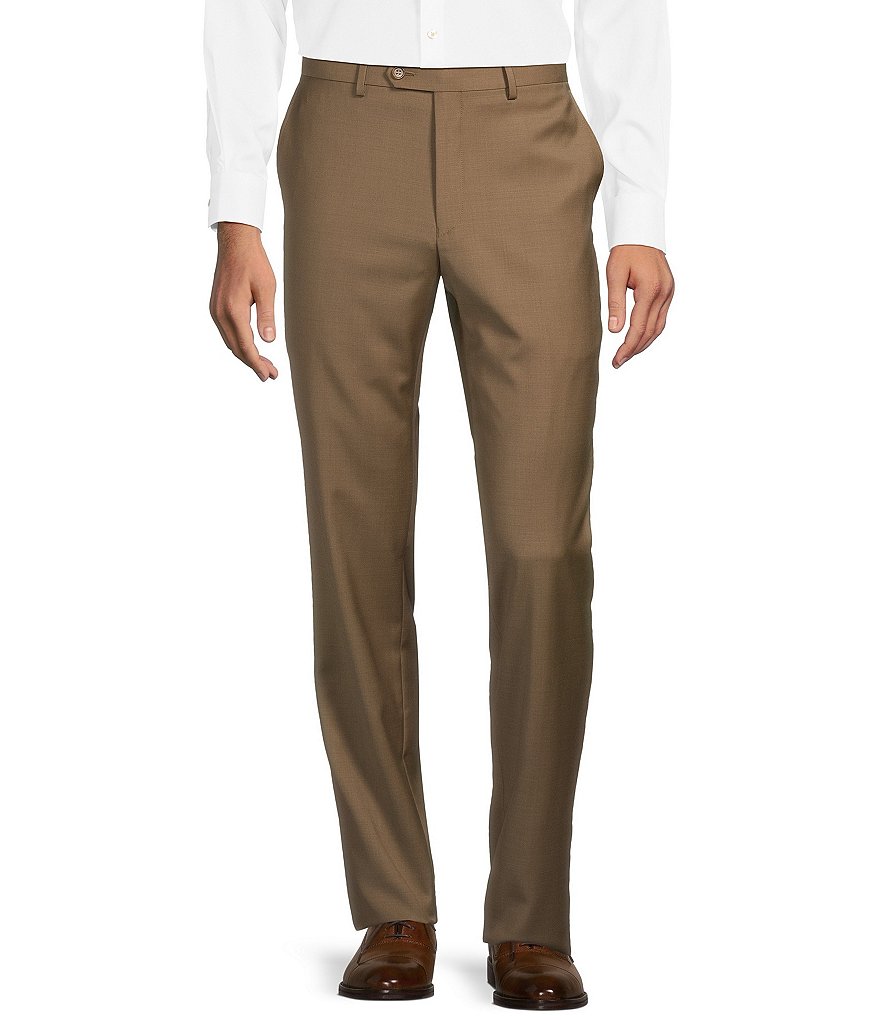 Hickey Freeman Modern Fit Flat-Front Solid Dress Pants Hickey Freeman Modern Fit Flat-Front Solid Dress Pants