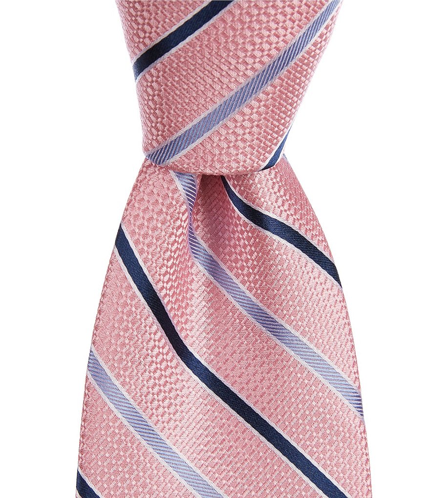 Hickey Freeman Stripe 3 1/4#double; Traditional Silk Tie