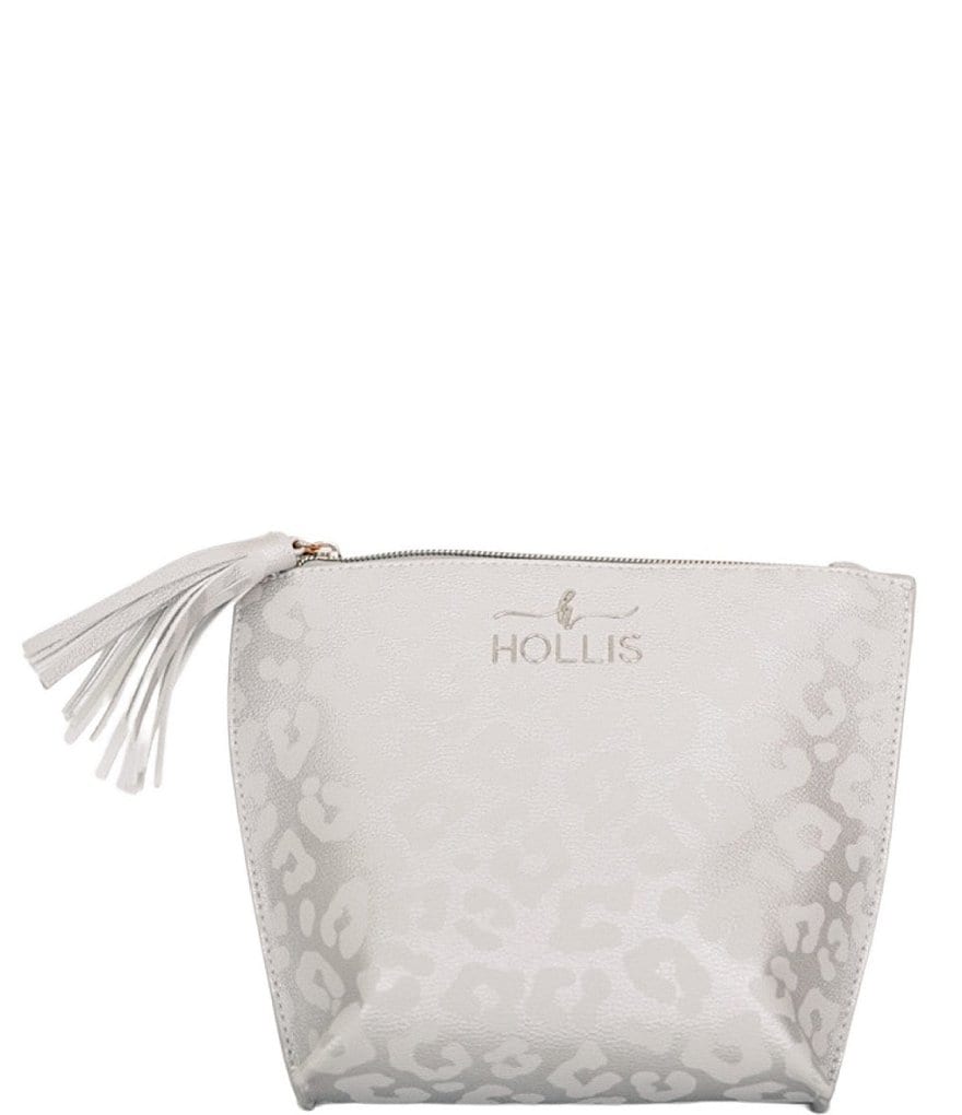 Hollis x Dillard's Champagne Leopard Vegan Leather Lux Makeup Bag - Champagne Leopard