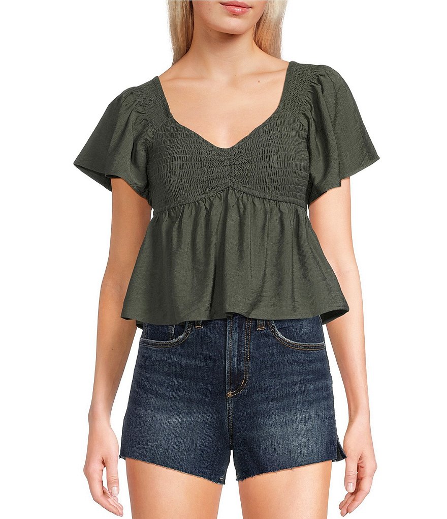 トップス FRILL V NECK KNIT TOPS AUGUST FRILL V-NECK TOP - Planet Bardot