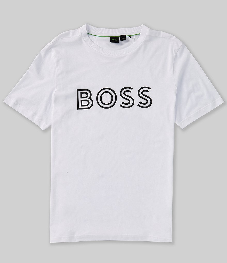 Boss Men s Logo Artwork Regular Fit T Shirt White