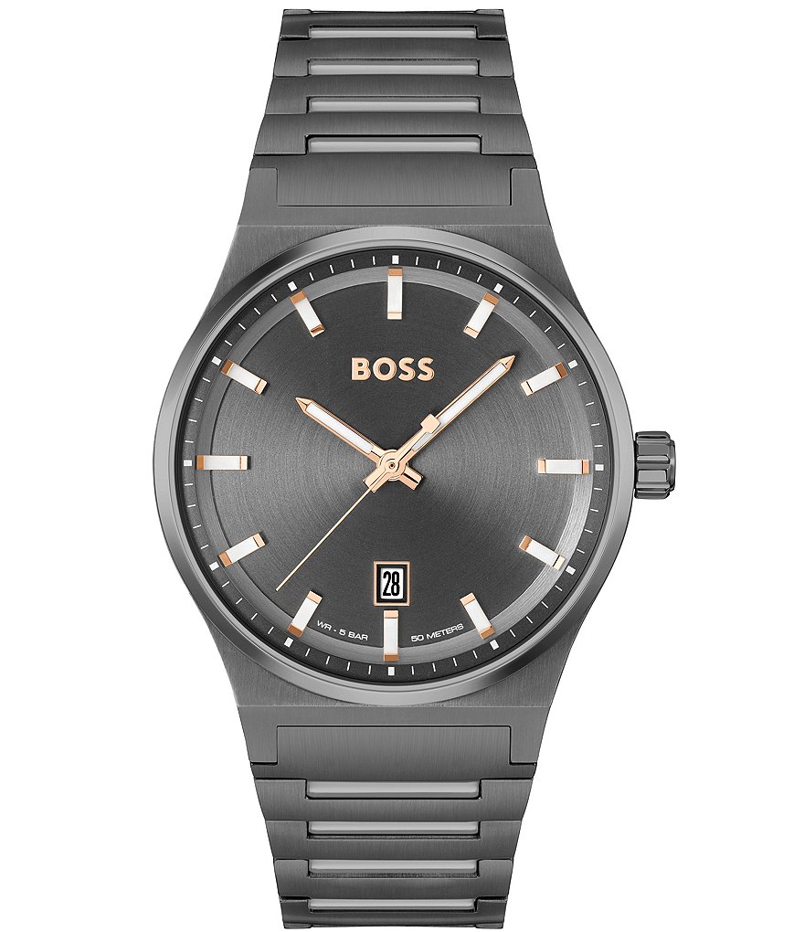 Hugo Boss Men\'s Candor Quartz Steel Grey Analog Bracelet | Watch Dillard\'s Stainless