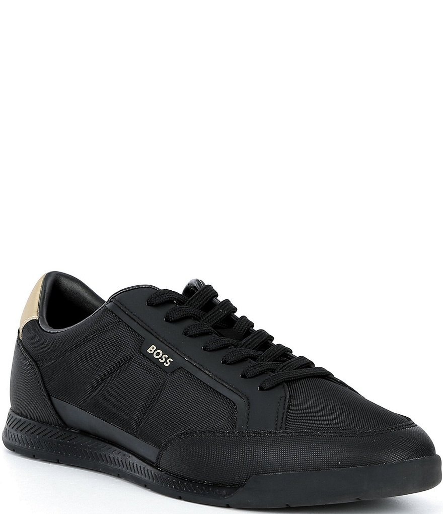 Hugo Boss Orange Men\'s Sneakers Black Leather Lace Up Low Shaft Size EU 46 US 13 HUGO BOSS ORANGE MEN main image 3