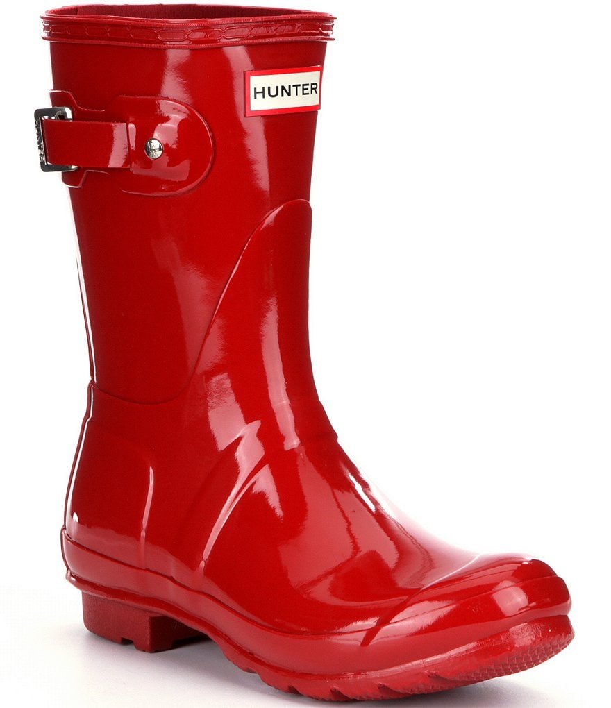 red matte short hunter boots