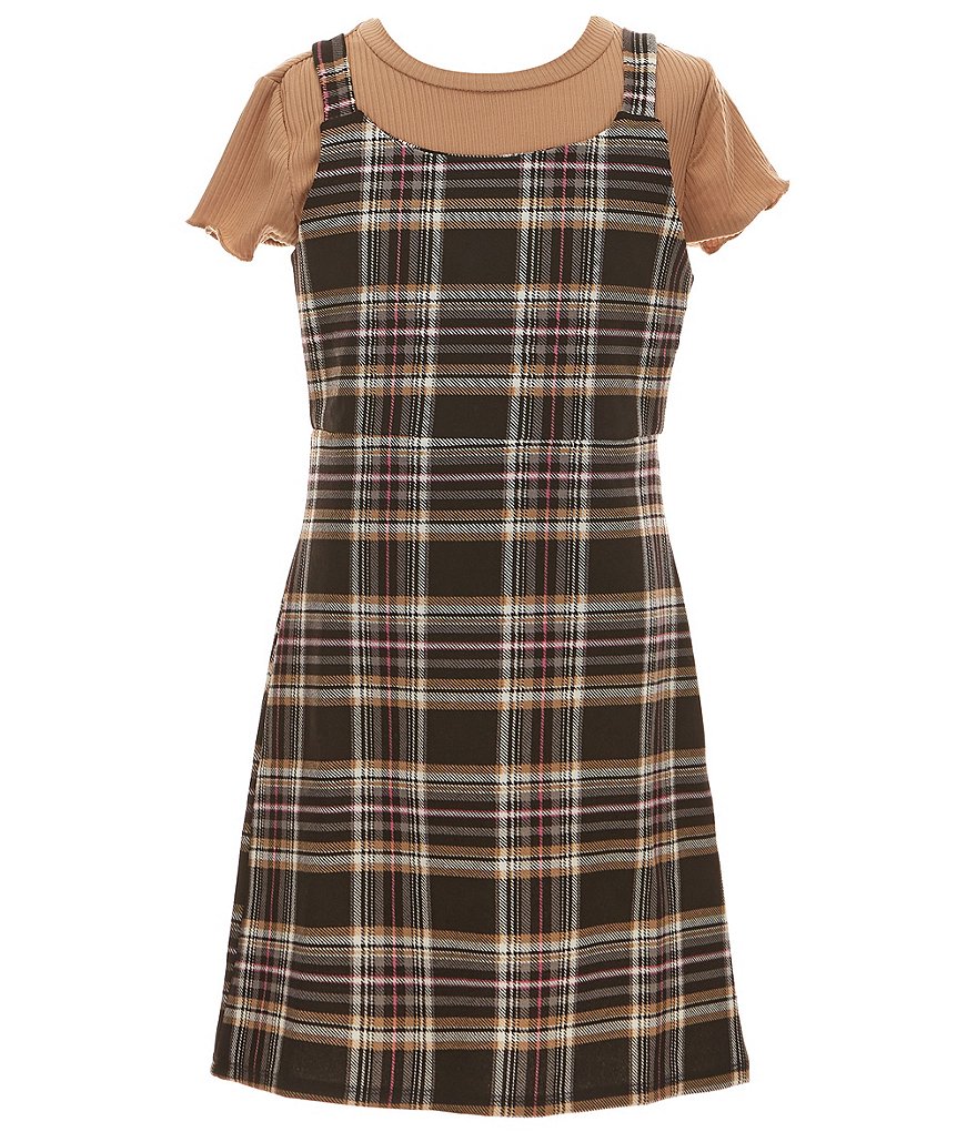 I.N. Girl Big Girls 7-16 Sleeveless Plaid Jumper Dress & Short-Sleeve  T-Shirt Set