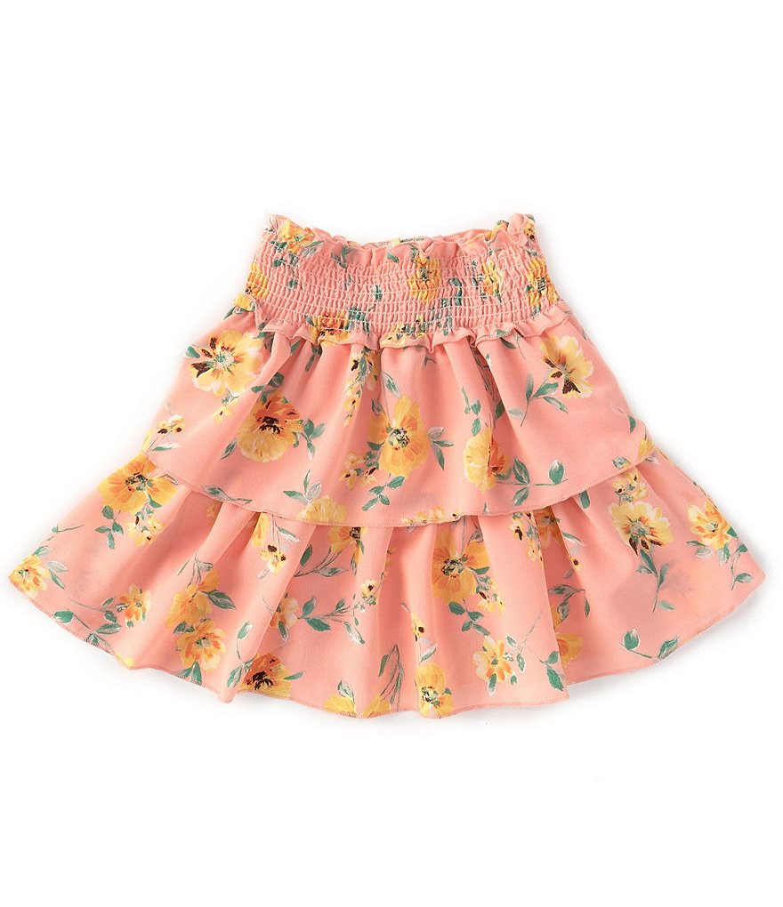 I N Girl Big Girls 7 16 Floral Printed Tiered Skirt Dillards