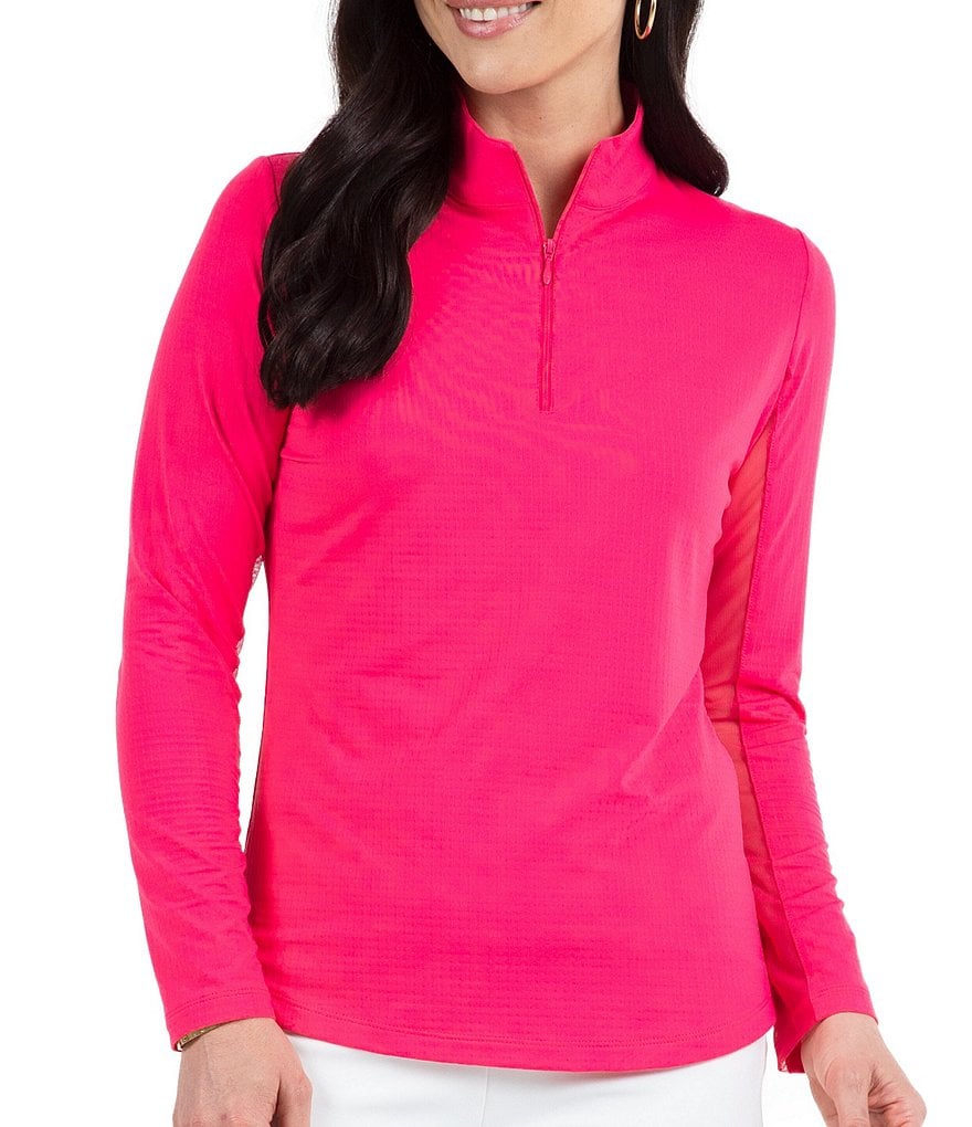 IBKUL Solid Long Sleeve Quarter Zip Top | Dillard's