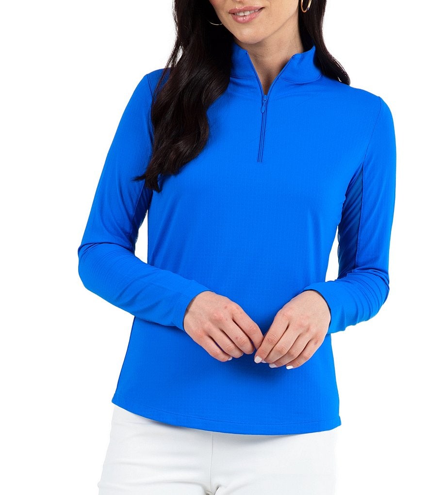 IBKUL Solid Long Sleeve Quarter Zip Top | Dillard's