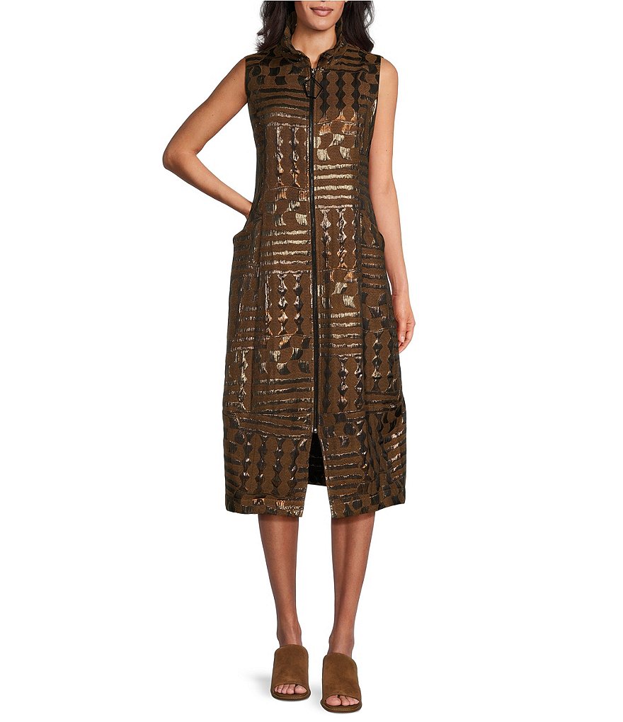 IC Collection Metallic Woven Wire High Neck Sleeveless Front