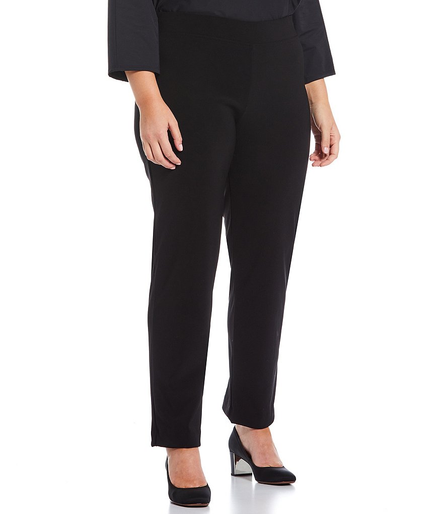 IC Collection Plus Size Stretch Knit Slim Leg Pull-On Pants | Dillard's