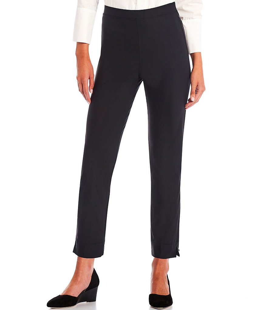 IC Collection Stretch Woven Slim Leg Slit Hem Ankle Pants | Dillard's