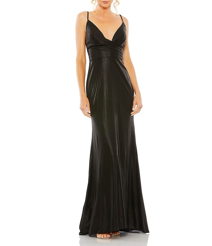 Ieena For Mac Duggal Plunging Surplice V Neck Sleeveless Open Back