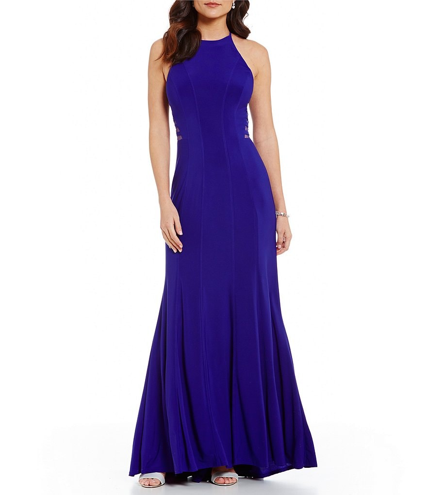 Ignite Evenings Halter Cut-Out Gown | Dillards