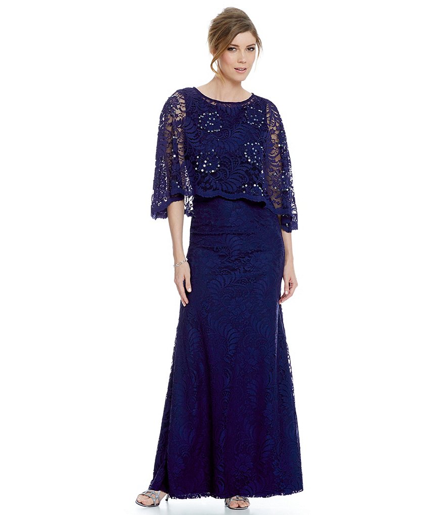 Ignite Evenings Lace Capelet Dress | Dillards