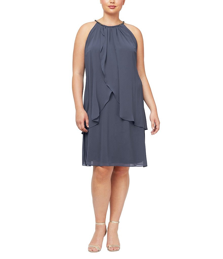 Ignite Evenings Plus Size Sleeveless Embellished Halter Neck