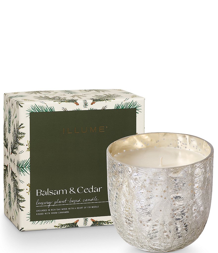 Illume Candles Balsam & Cedar 3x6 Medium Etched Pillar Illume Candle