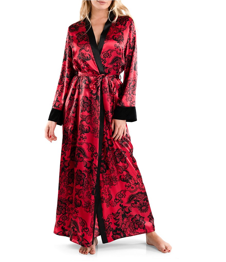 In Bloom by Jonquil Long Sleeve Coordinating Satin Paisley Long Robe ...