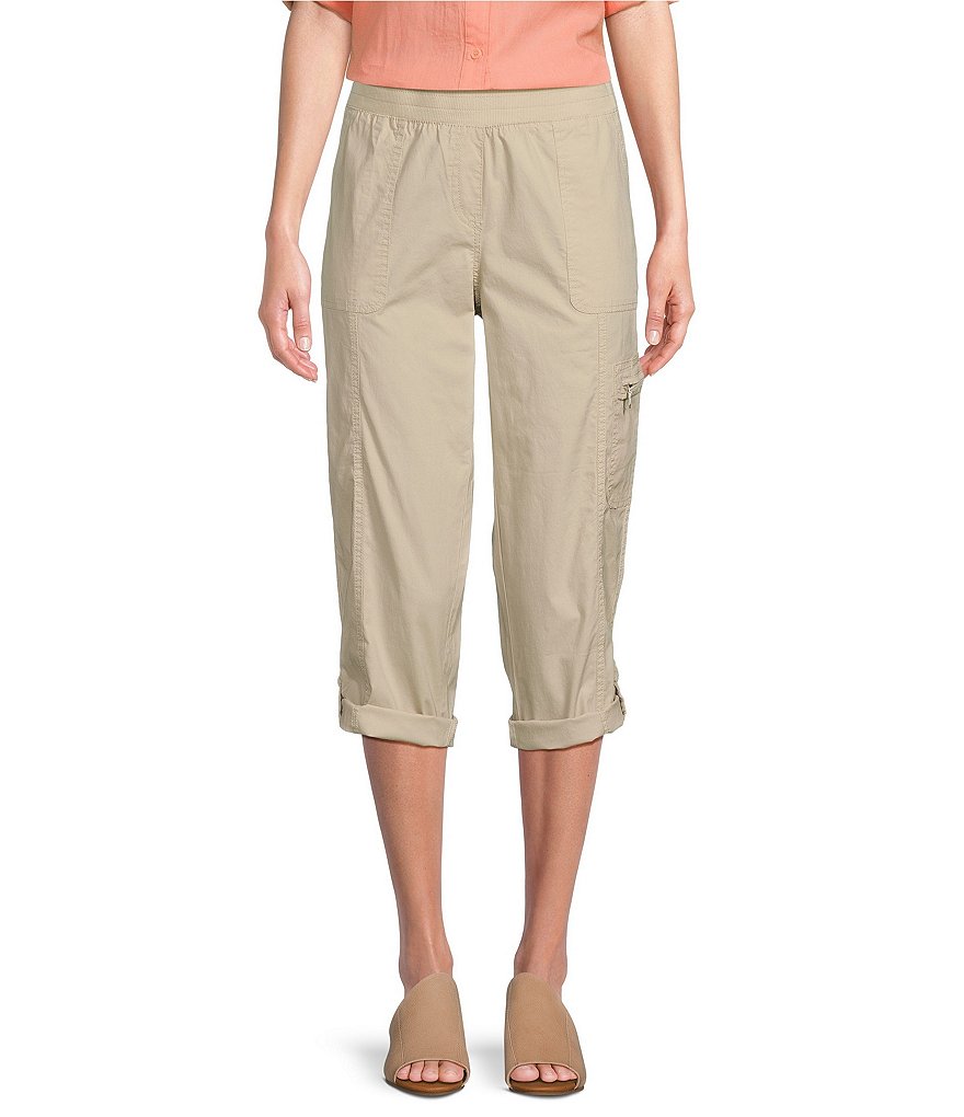 Intro Stretch Poplin Roll Tab Hem Straight Capri Pants | Dillard's