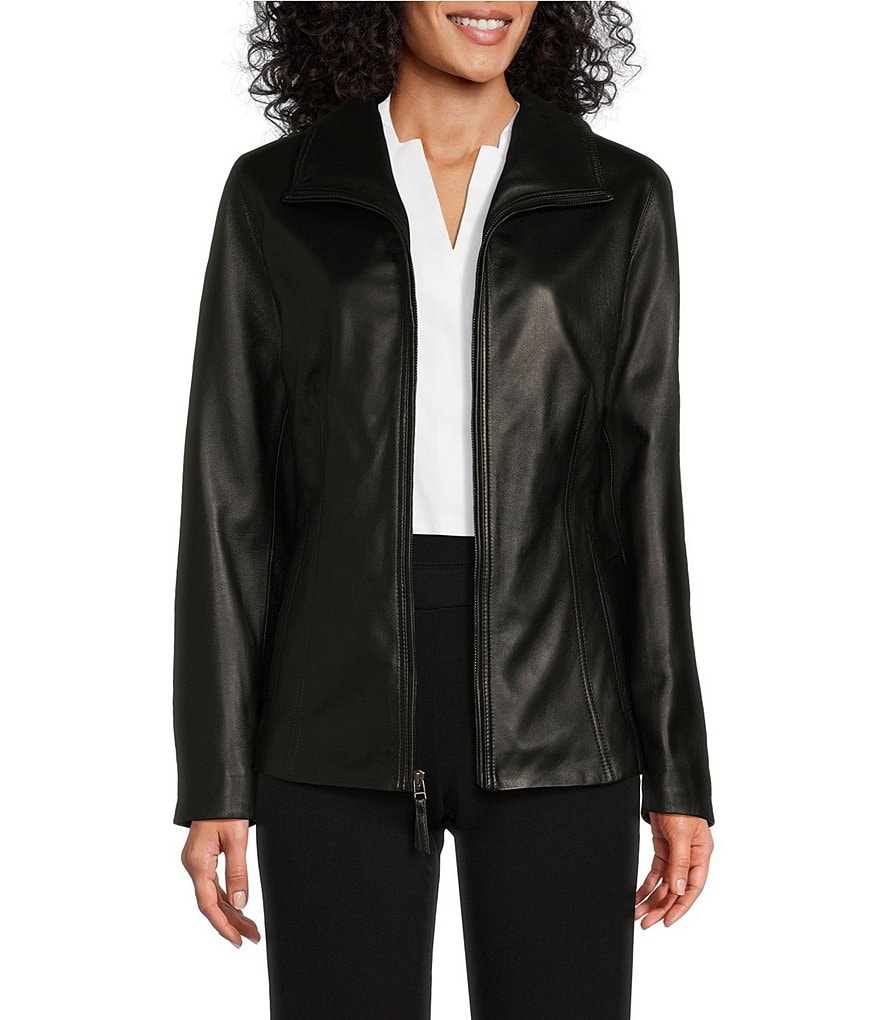 Dillards black leather jacket hotsell