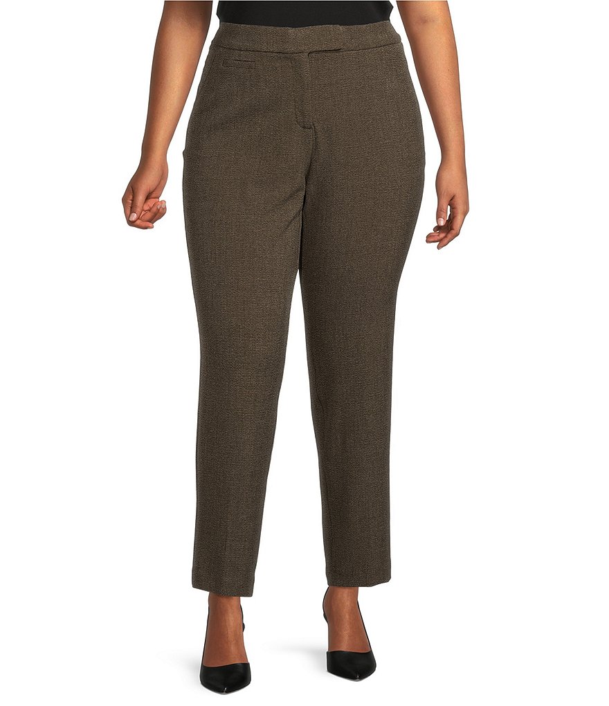 Investments Plus Size 5TH AVE Fit Straight Leg Stretch Tweed Pants ...