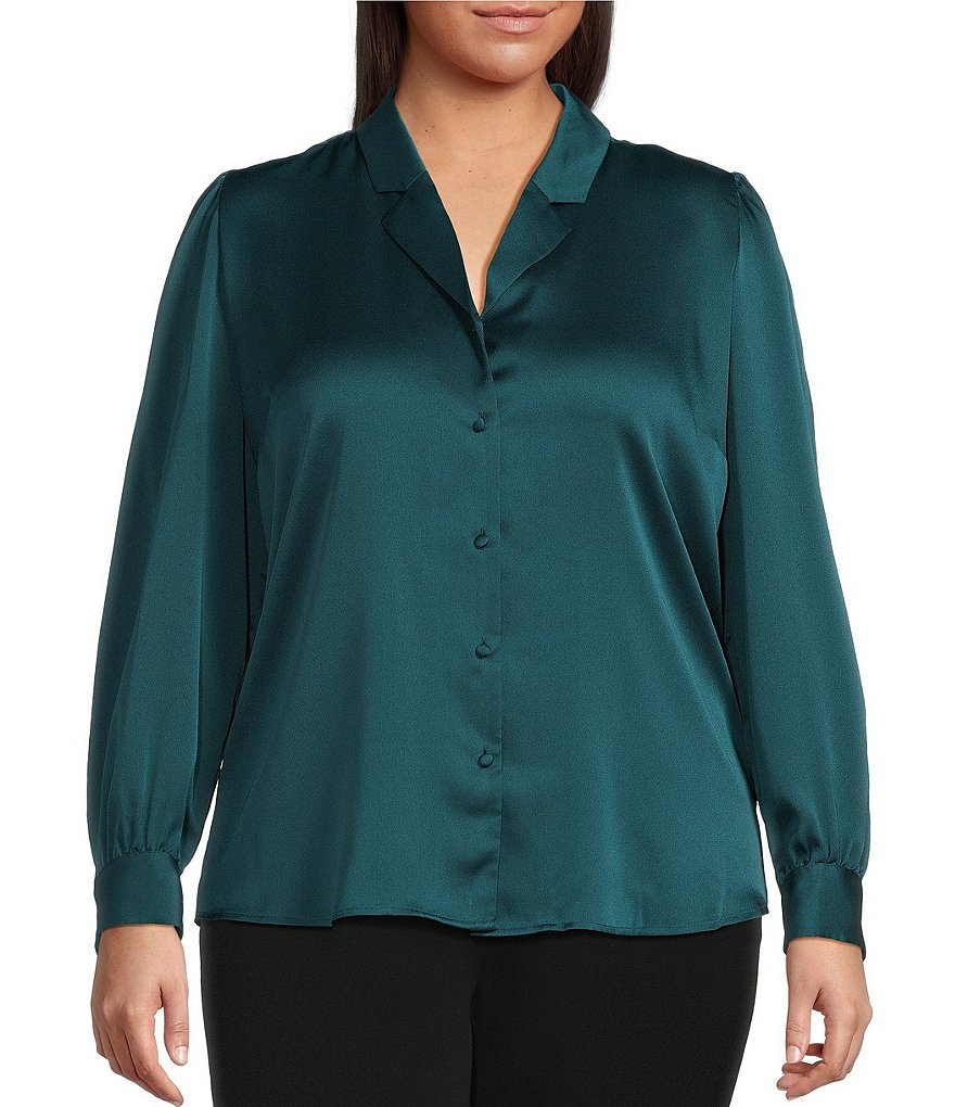Investments Plus Size Paige Point Collar Abstract Scale 3/4