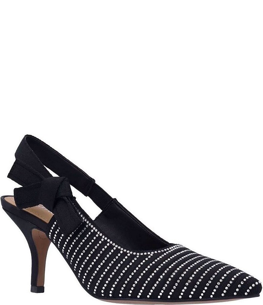 J. Renee Adilene Rhinestone Embellished Bow Detail Slingback