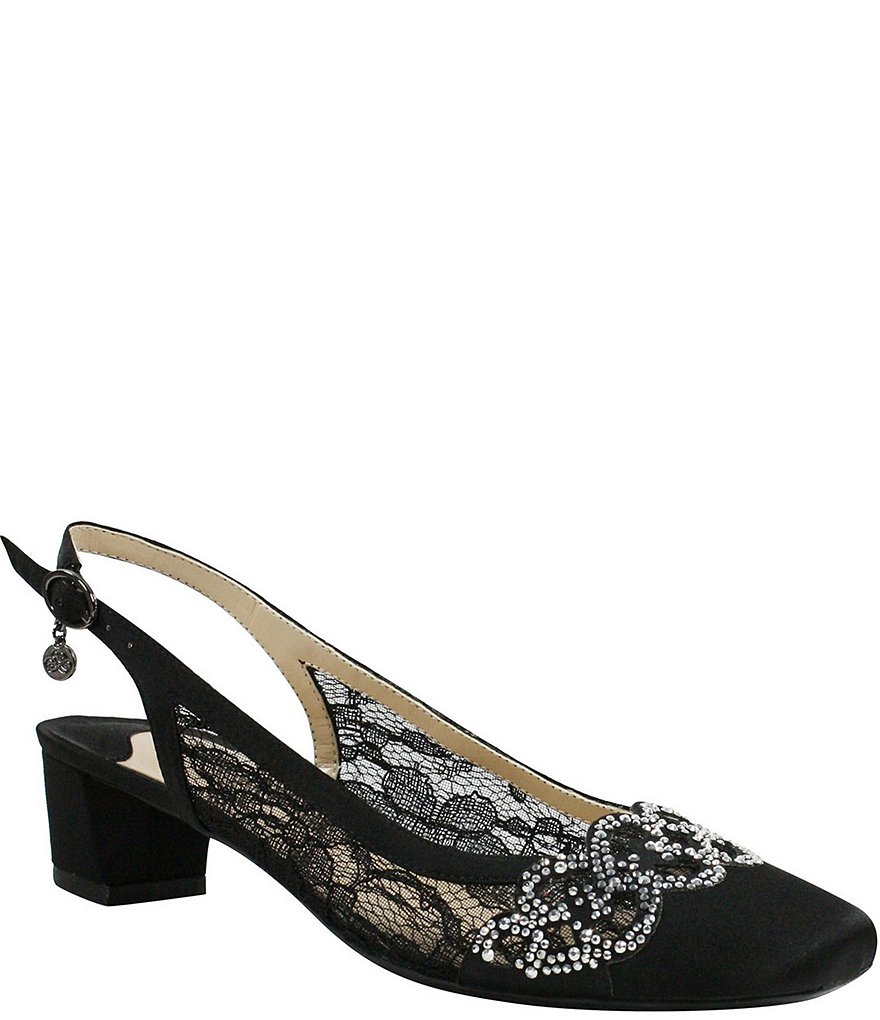 Faleece crystal embellished 2025 slingback pump