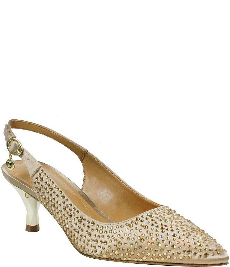 J. Renee Ferryanne Rhinestone Satin Slingback Pumps | Dillard's