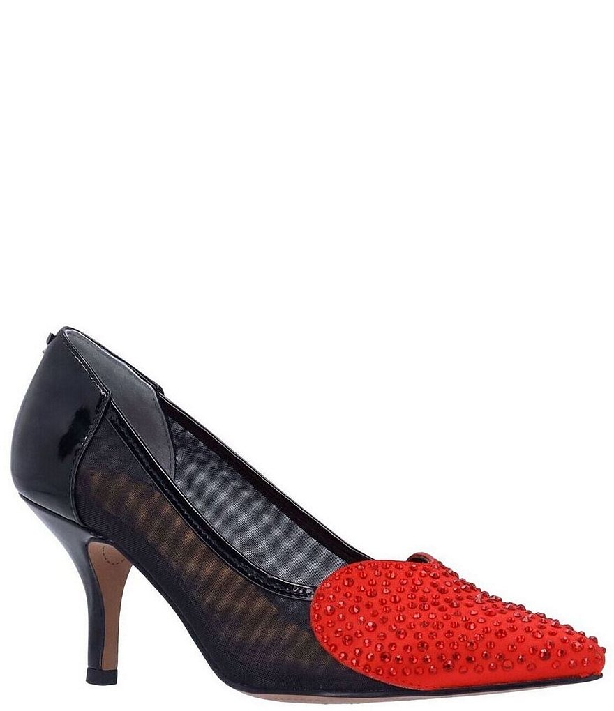 靴 JEWELRY HANKIE PUMPS BLACK RED JEWELRY HANKIE PUMPS BLACK RED