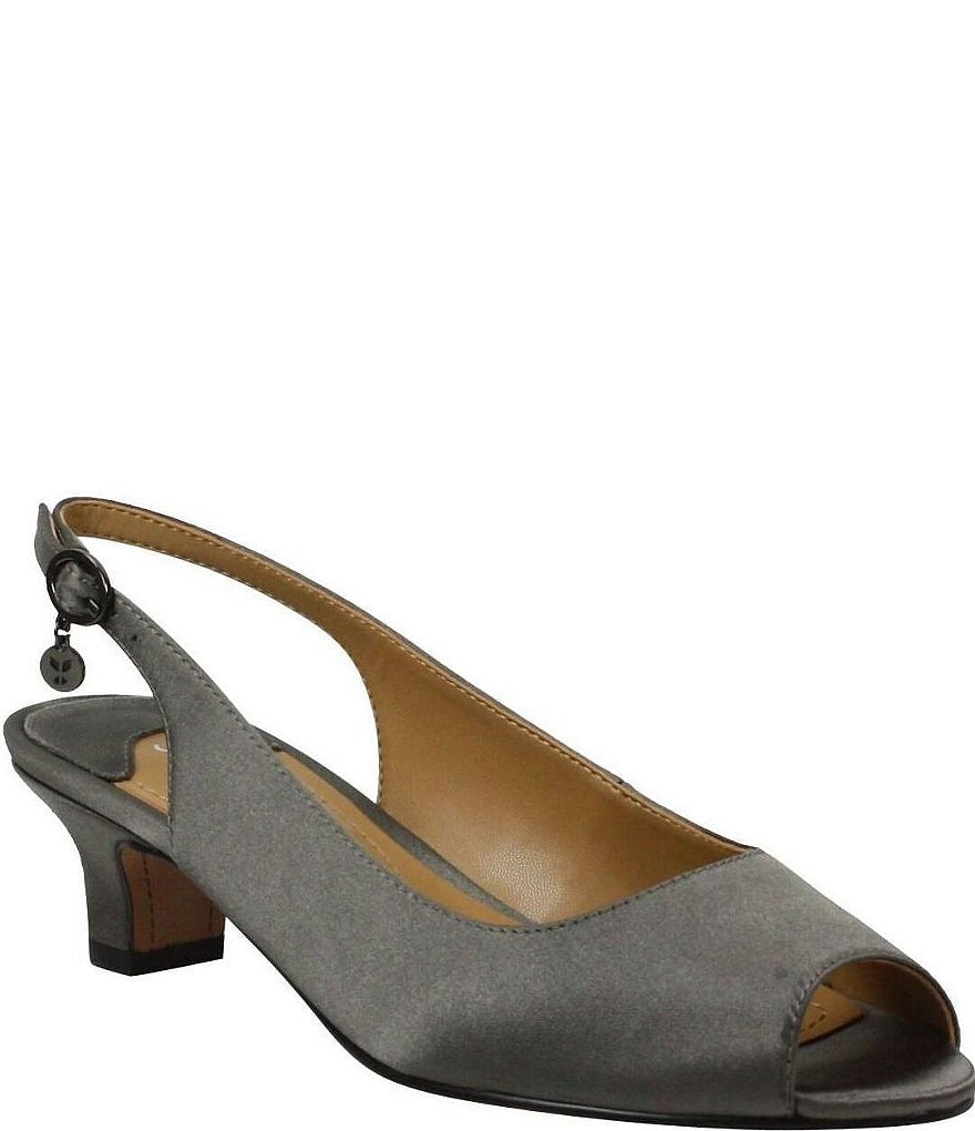 J. Renee Jenvey Satin Slingback Peep Toe Pumps | Dillard's