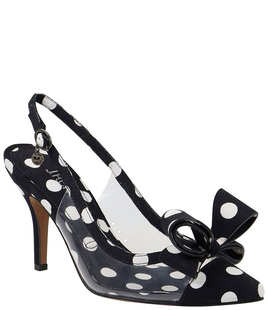 J. Renee Karunya Clear Vinyl Polka Dot Bow Slingback Dress