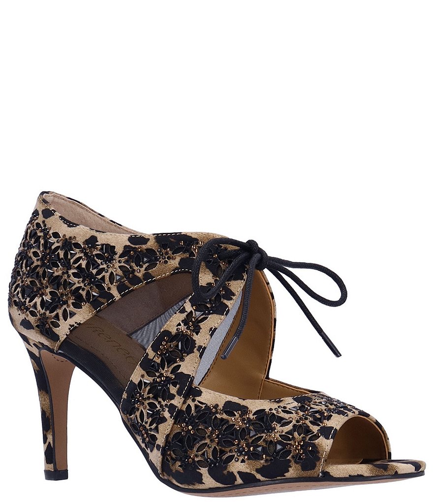 J. Renee Kiandra Leopard Rhinestone Mesh Peep Toe Tie Shooties | Dillard's