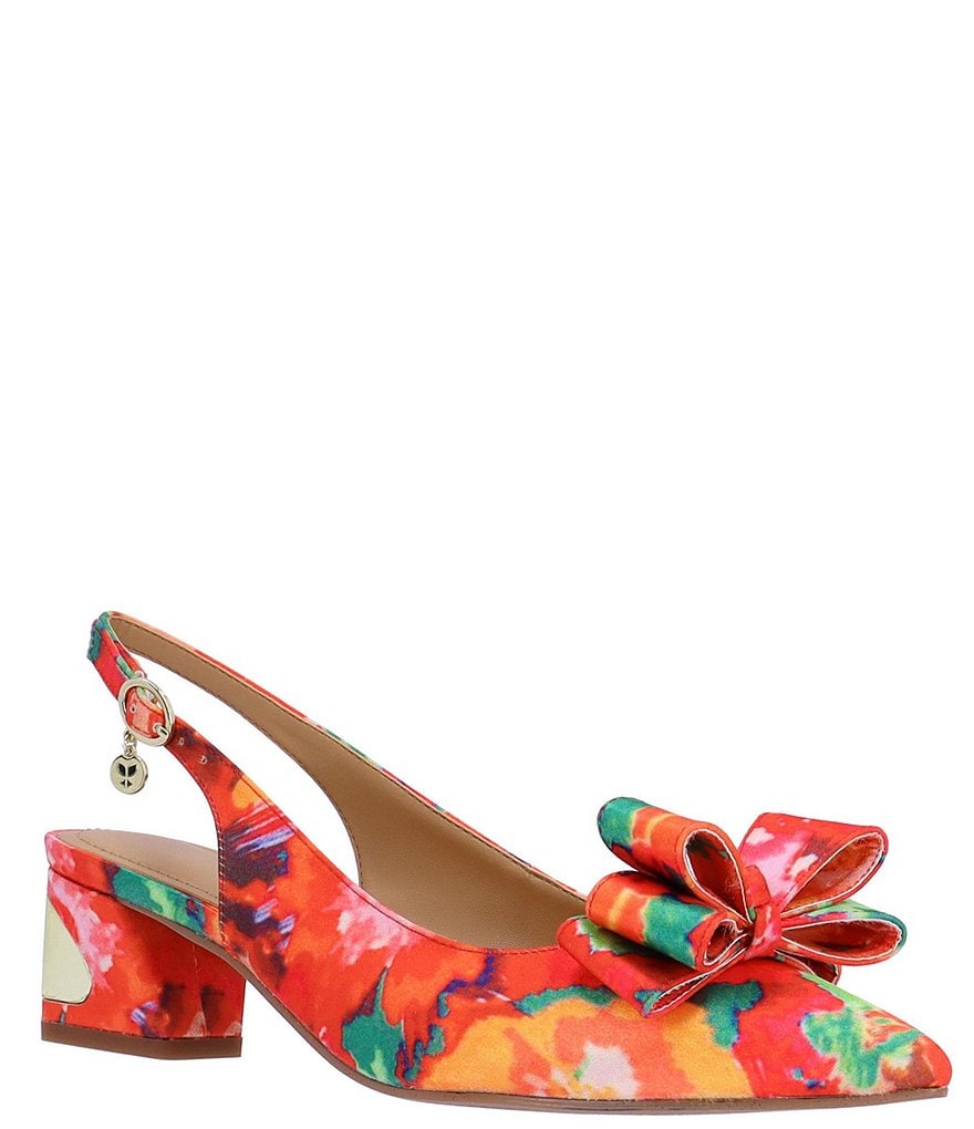 J. Renee Kimma Print Bow Slingback Pumps