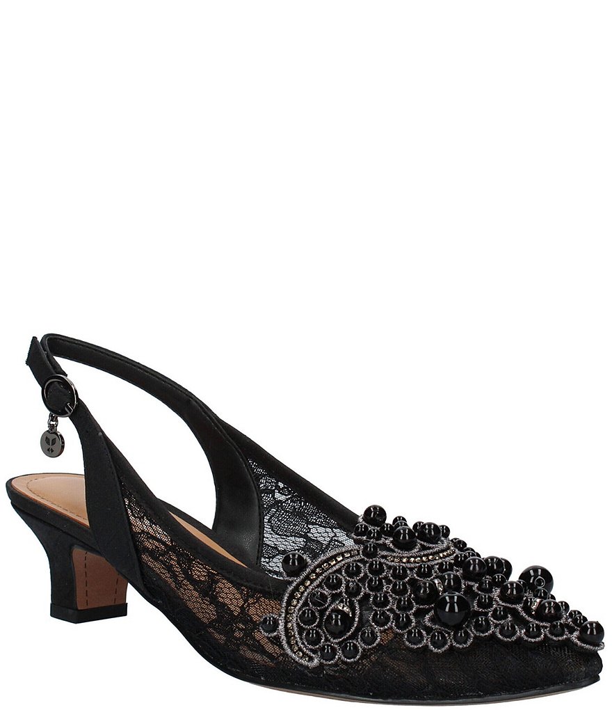 J. Renee Strovani Floral Lace Jeweled Sling Pumps | Dillard's