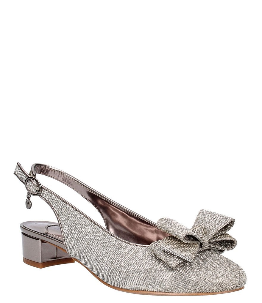 J. Renee Tanay Glitter Fabric Bow Detail Sling Pumps | Dillard's