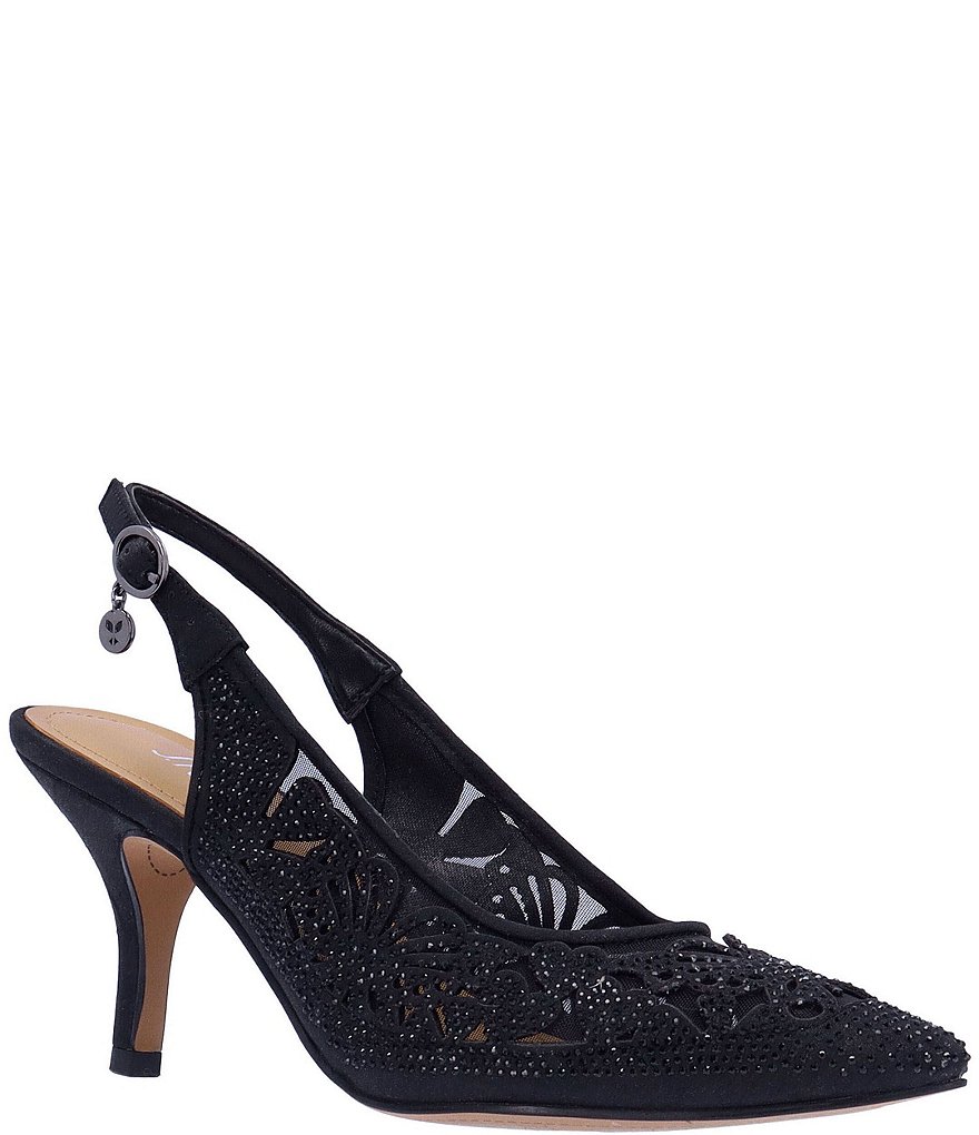 J. Renee Vanani Shantung Mesh Embellished Butterfly Slingback Pumps