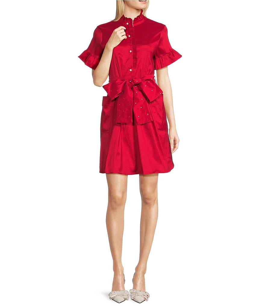 J.Marie Cami Short Sleeve Pearl Tie Dress | Dillard's