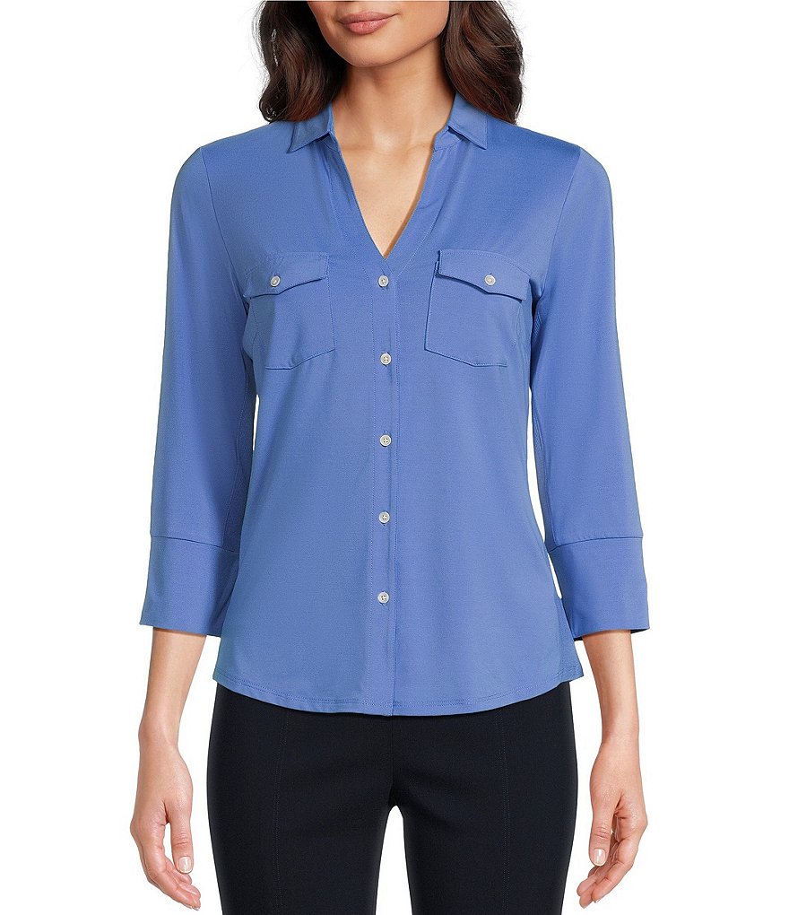 J.McLaughlin Brynn 3 4 Sleeve Point Collar Shirt Dillard s