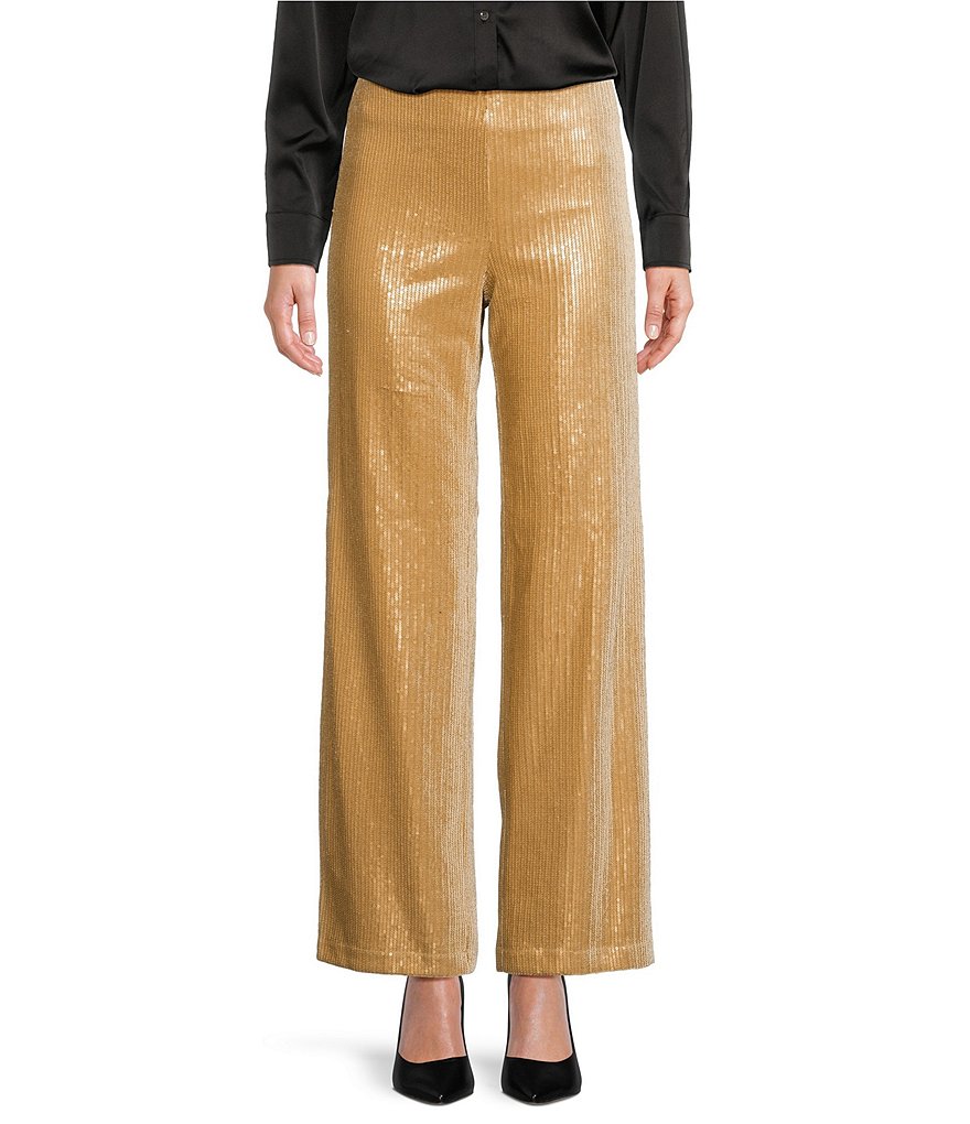 J.McLaughlin Carter Sequin Knit Straight Wide-Leg Pants | Dillard's